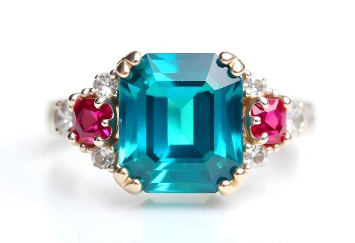 Gems of Elegance Asscher Cut Sapphire, Emerald, and Ruby